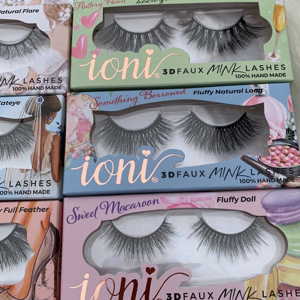 Ioni Cosmetics The Bridal Suite Faux Mink Vegan Handmade Eye Lashes Lot 6 Pairs